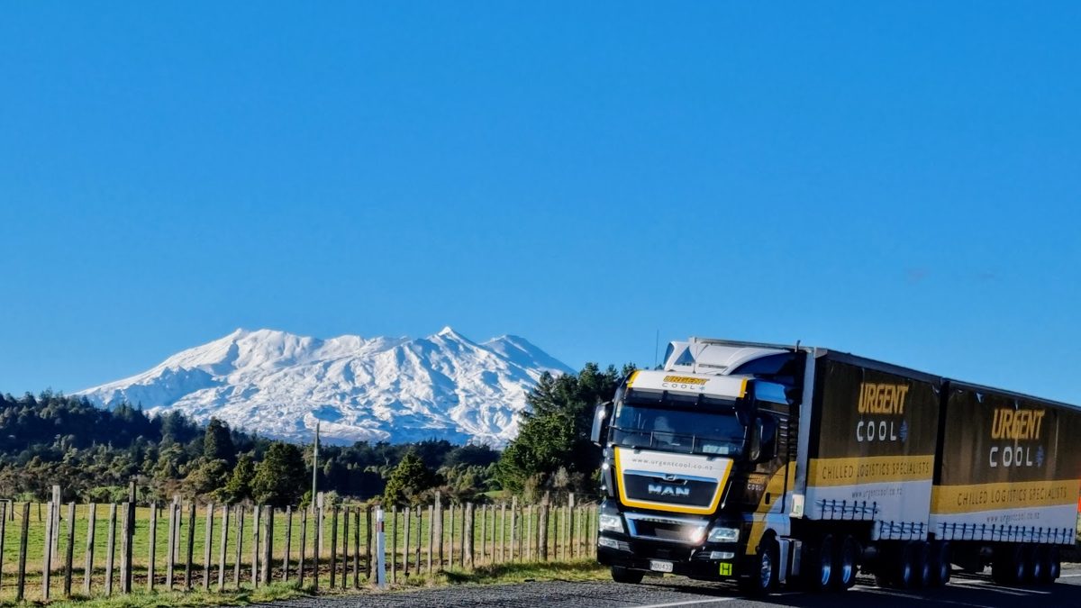 Urgent Cool truck with Mt Ruapehu in the background